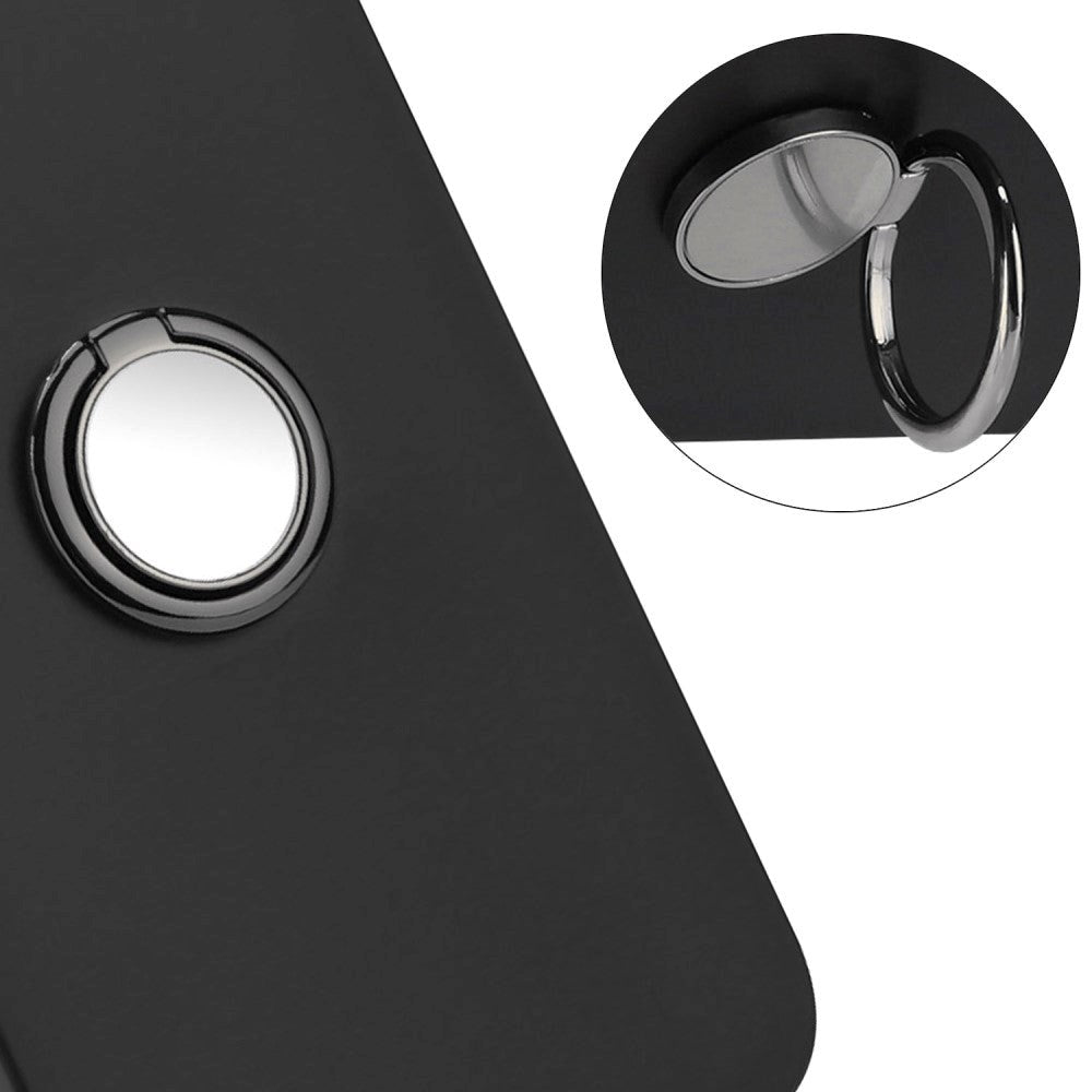 iPhone 15 Pro Max Flexible Plastic Case w. Magnetic Ring Kickstand - Black w. Black Ring