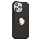 iPhone 15 Pro Max Flexible Plastic Case w. Magnetic Ring Kickstand - Black w. Rose Gold Ring