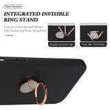 iPhone 15 Pro Flexible Plastic Case w. Magnetic Ring Kickstand - Black w. Rose Gold Ring