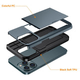 iPhone 15 Pro Hybrid Tough Case w. Card Holder - Dark Blue