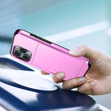 iPhone 15 Pro Hybrid Tough Case w. Card Holder - Pink