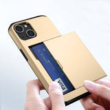 iPhone 15 Hybrid Tough Case w. Card Holder - Gold