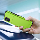 iPhone 15 Hybrid Tough Case w. Card Holder - Green