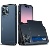 iPhone 15 Pro Max Hybrid Tough Case w. Card Holder - Navy Blue