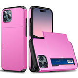 iPhone 15 Pro Max Hybrid Tough Case w. Card Holder - Pink