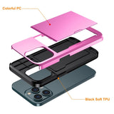 iPhone 15 Pro Max Hybrid Tough Case w. Card Holder - Pink