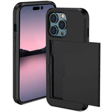 iPhone 15 Pro Max Hybrid Tough Case w. Card Holder - Black