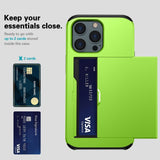 iPhone 15 Pro Max Hybrid Tough Case w. Card Holder - Green