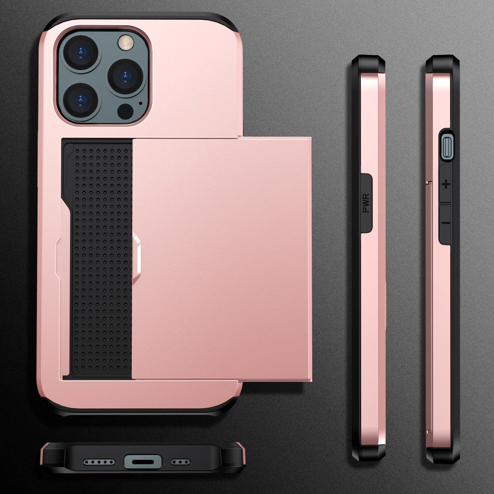 iPhone 15 Pro Max Hybrid Tough Case w. Card Holder - Rose Gold