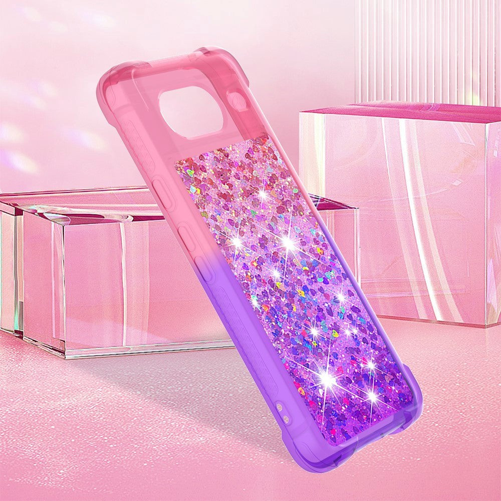 Google Pixel 8 Transparent Glitter Case - Pink / Purple