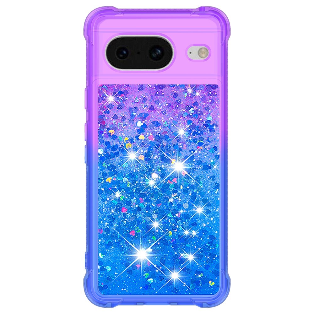 Google Pixel 8 Transparent Glitter Case - Purple / Blue