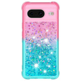 Google Pixel 8 Transparent Glitter Case - Pink / Turquoise