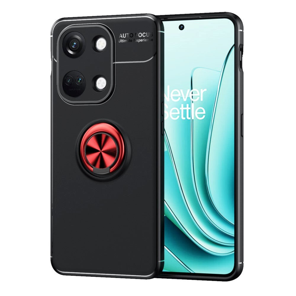 OnePlus Nord 3 (5G) Flexible Case with Magnetic Ring Kickstand - Black with Red Ring