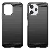 Xiaomi Redmi 12 (4G) / 12 (5G) / Poco M6 Pro (5G) Brushed Carbon Fiber Flexible Plastic Case - Black