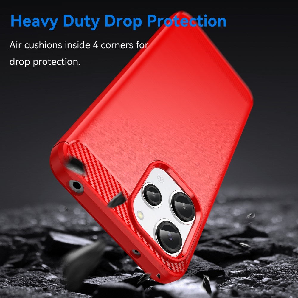 Xiaomi Redmi 12 (4G) / 12 (5G) / Poco M6 Pro (5G) Brushed Carbon Fiber Flexible Plastic Case - Red