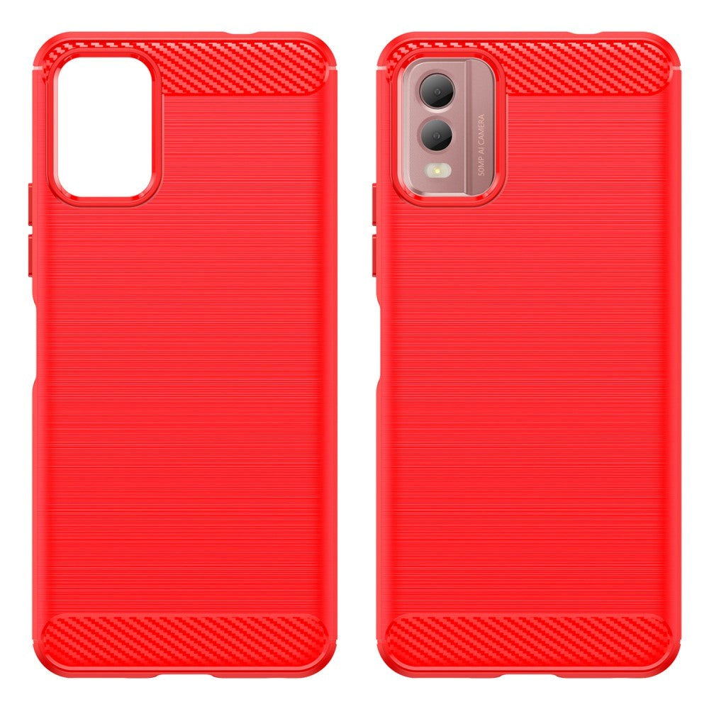 Nokia C32 Brushed Carbon Fiber Plastic Case - Red