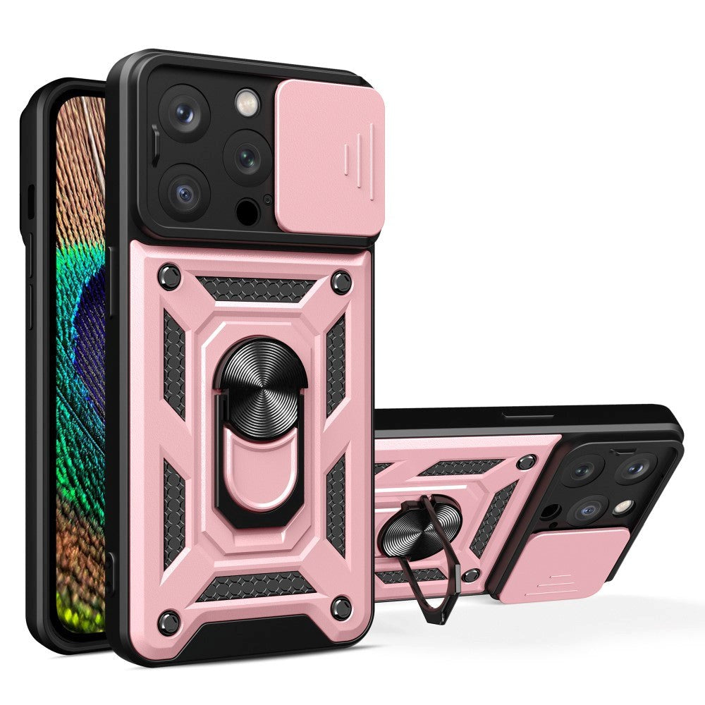 iPhone 15 Pro Tough Case w. Magnetic Kickstand & Cam Slider - Rose Gold