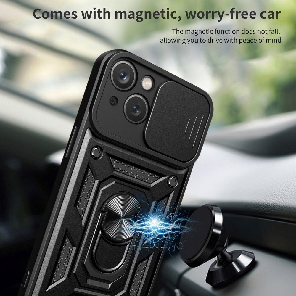 iPhone 15 Tough Case w. Magnetic Kickstand & Cam Slider - Black