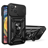 iPhone 15 Plus Tough Case w. Magnetic Kickstand & Cam Slider - Black