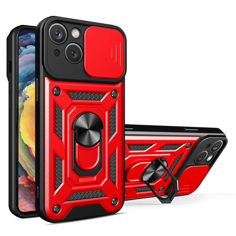 iPhone 15 Plus Tough Case w. Magnetic Kickstand & Cam Slider - Red