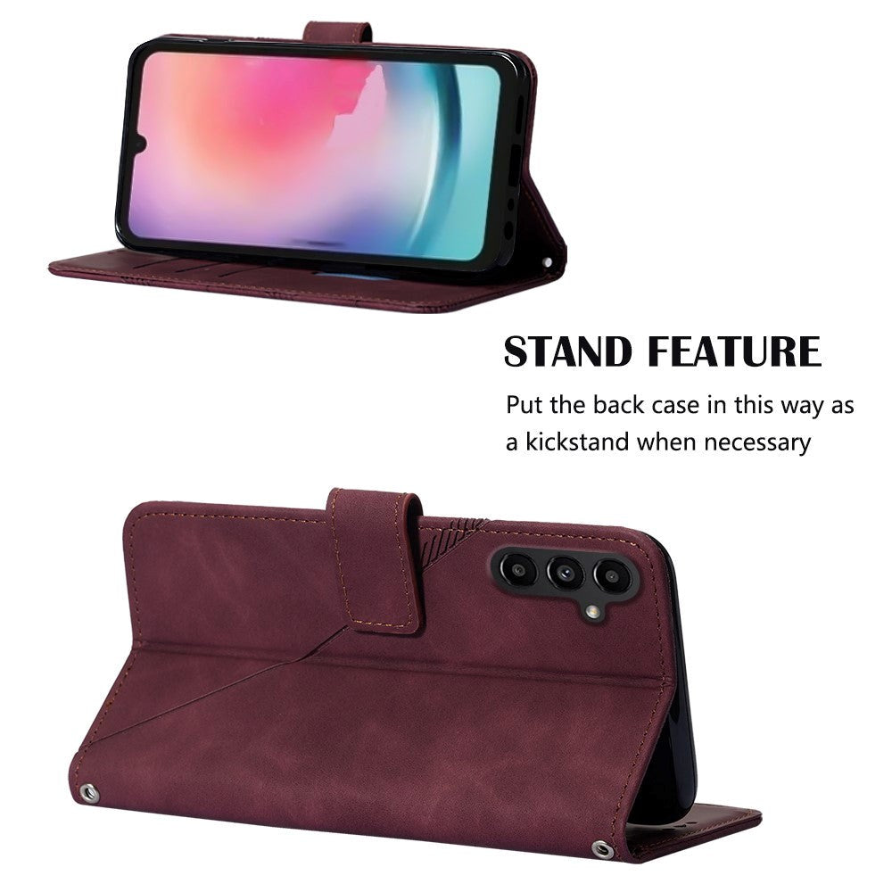 Samsung Galaxy S23 FE Leather Flip Cover with Wallet and Shoulder Strap - Wine Red