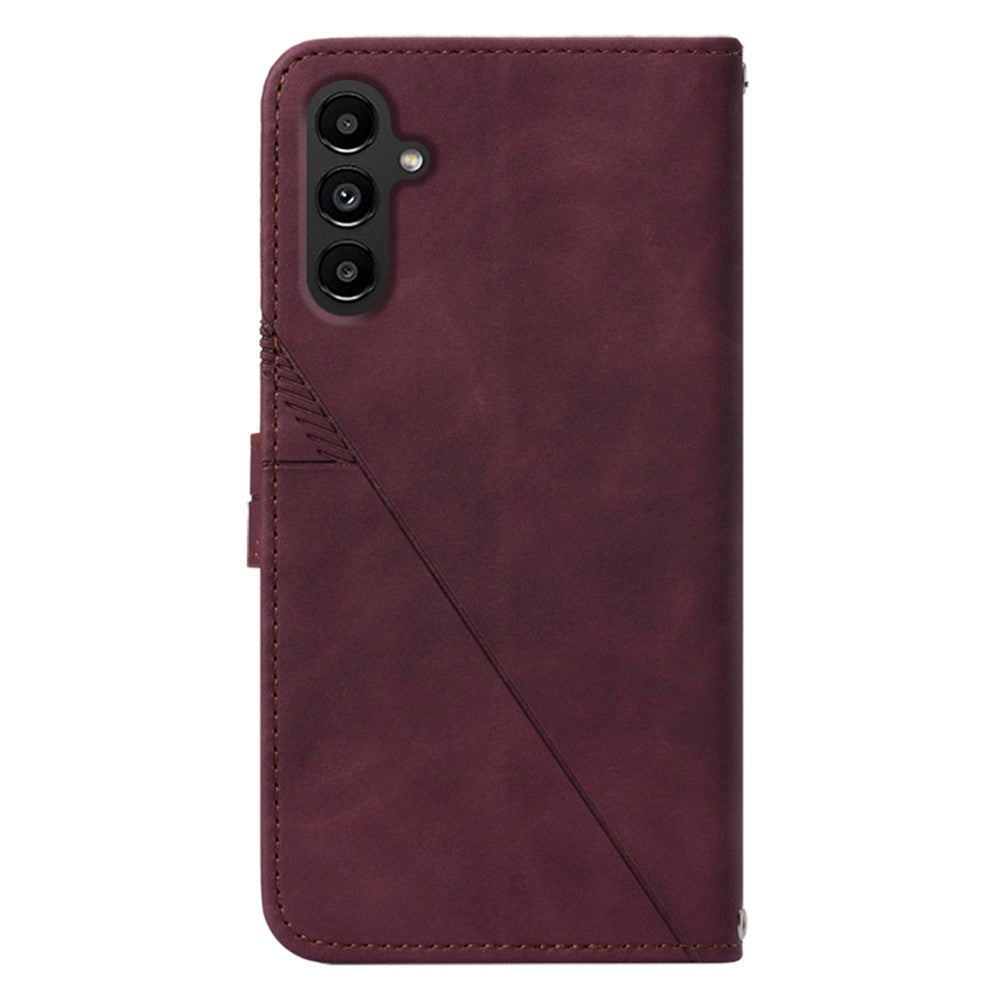 Samsung Galaxy S23 FE Leather Flip Cover with Wallet and Shoulder Strap - Wine Red