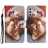 Samsung Galaxy S23 FE Artificial Leather Flip Case with Strap & Wallet - Cat and Butterfly