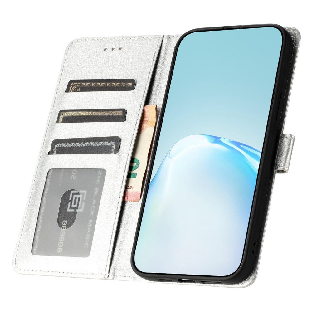 EIDERWOOD iPhone 12 Pro Max Faux Leather Case with Wallet & Strap - Silver