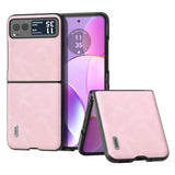 Motorola Razr 40 Leather Covered Plastic Case - Pink