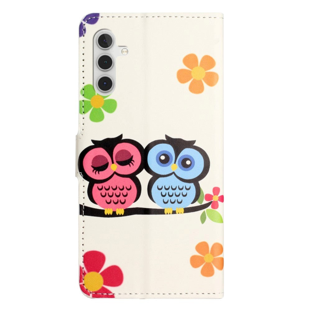 Samsung Galaxy A25 (5G) Leather Case w. Wallet & Stand Function - Pair of Owls