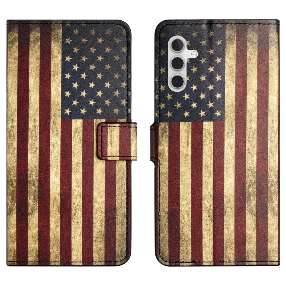 Samsung Galaxy A25 (5G) Leather Case w. Wallet & Stand Function - American Flag