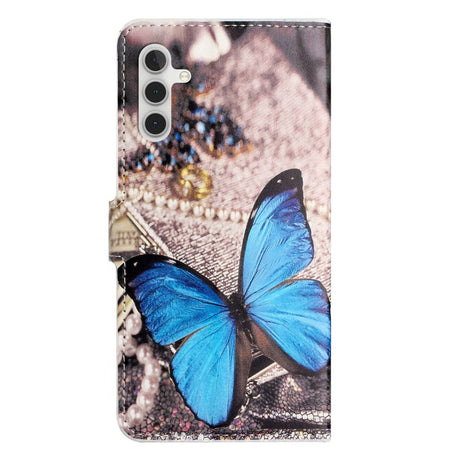 Samsung Galaxy A25 (5G) Leather Case w. Wallet & Stand Function - Blue Butterfly