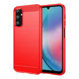 Samsung Galaxy A25 (5G) Brushed Carbon Fiber Flexible Plastic Case - Red