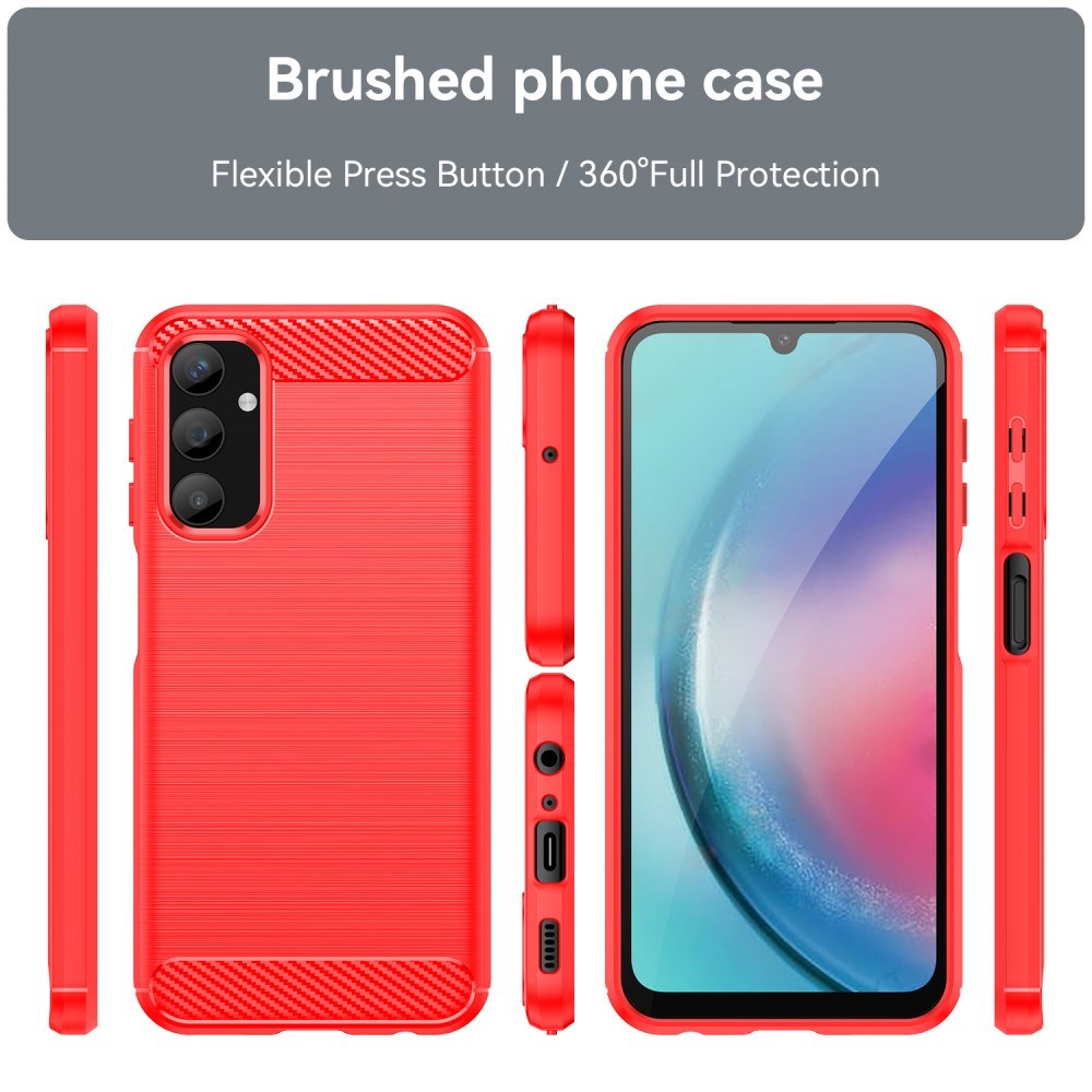 Samsung Galaxy A25 (5G) Brushed Carbon Fiber Flexible Plastic Case - Red