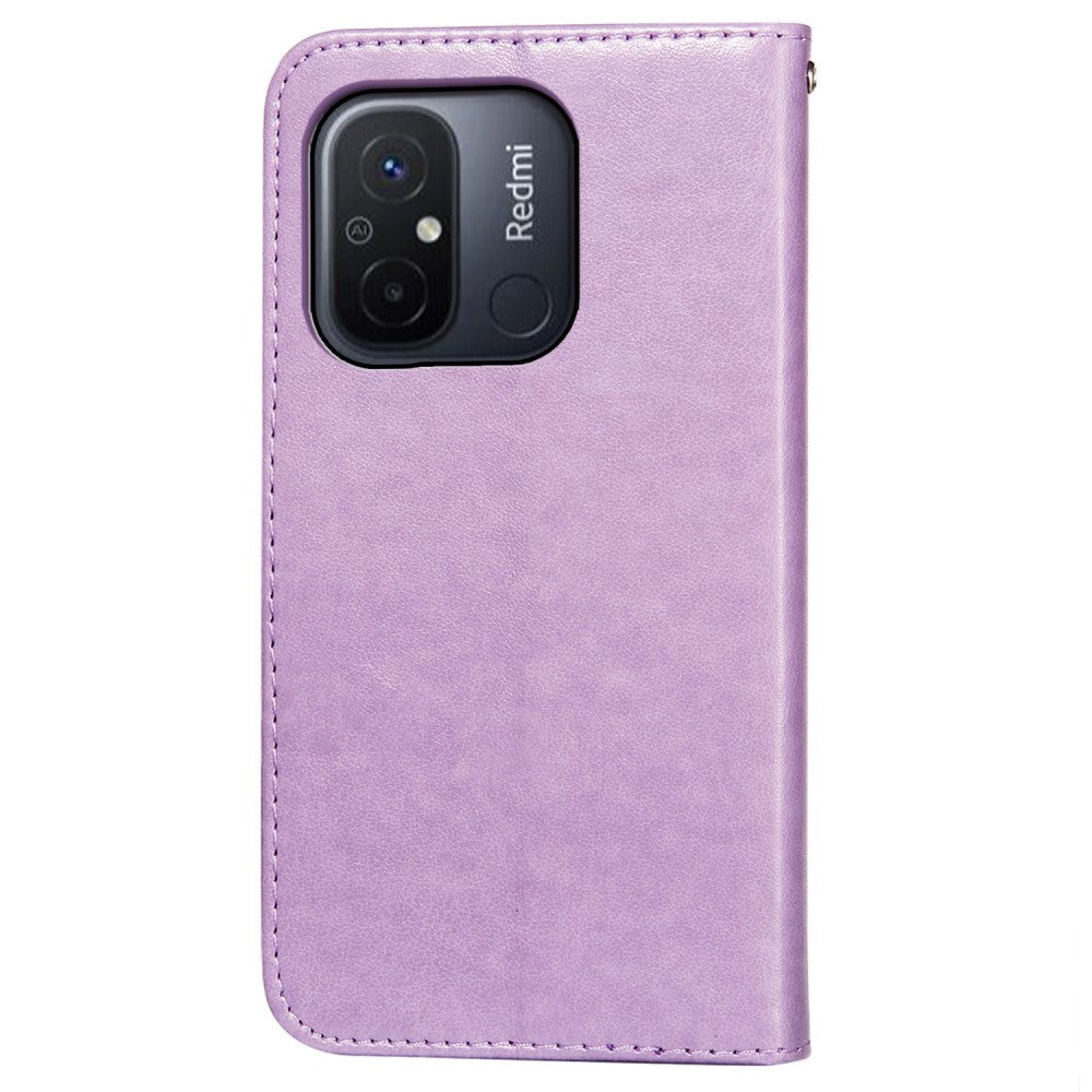 Xiaomi Redmi 12C Leather Case with Wallet and Strap - Purple