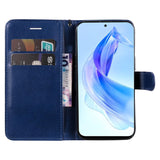 Honor 90 Lite Leather Case with Wallet and Strap - Blue