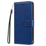 Honor 90 Lite Leather Case with Wallet and Strap - Blue