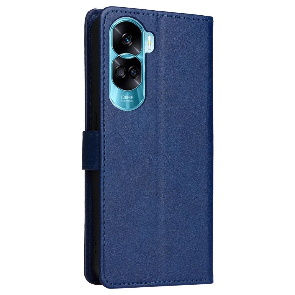 Honor 90 Lite Leather Case with Wallet and Strap - Blue