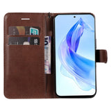 Honor 90 Lite Leather Case with Wallet and Strap - Brown