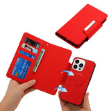 iPhone 15 Pro 2-i-1 PU Leather Flip Case w. Wallet & Magnetic Lock - Red