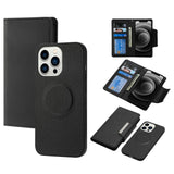 iPhone 15 Pro Max 2-i-1 PU Leather Flip Case w. Wallet & Magnetic Lock - Black