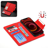 iPhone 15 Pro Max 2-i-1 PU Leather Flip Case w. Wallet & Magnetic Lock - Red