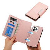 iPhone 15 Pro Max 2-i-1 PU Leather Flip Case w. Wallet & Magnetic Lock - Rose Gold