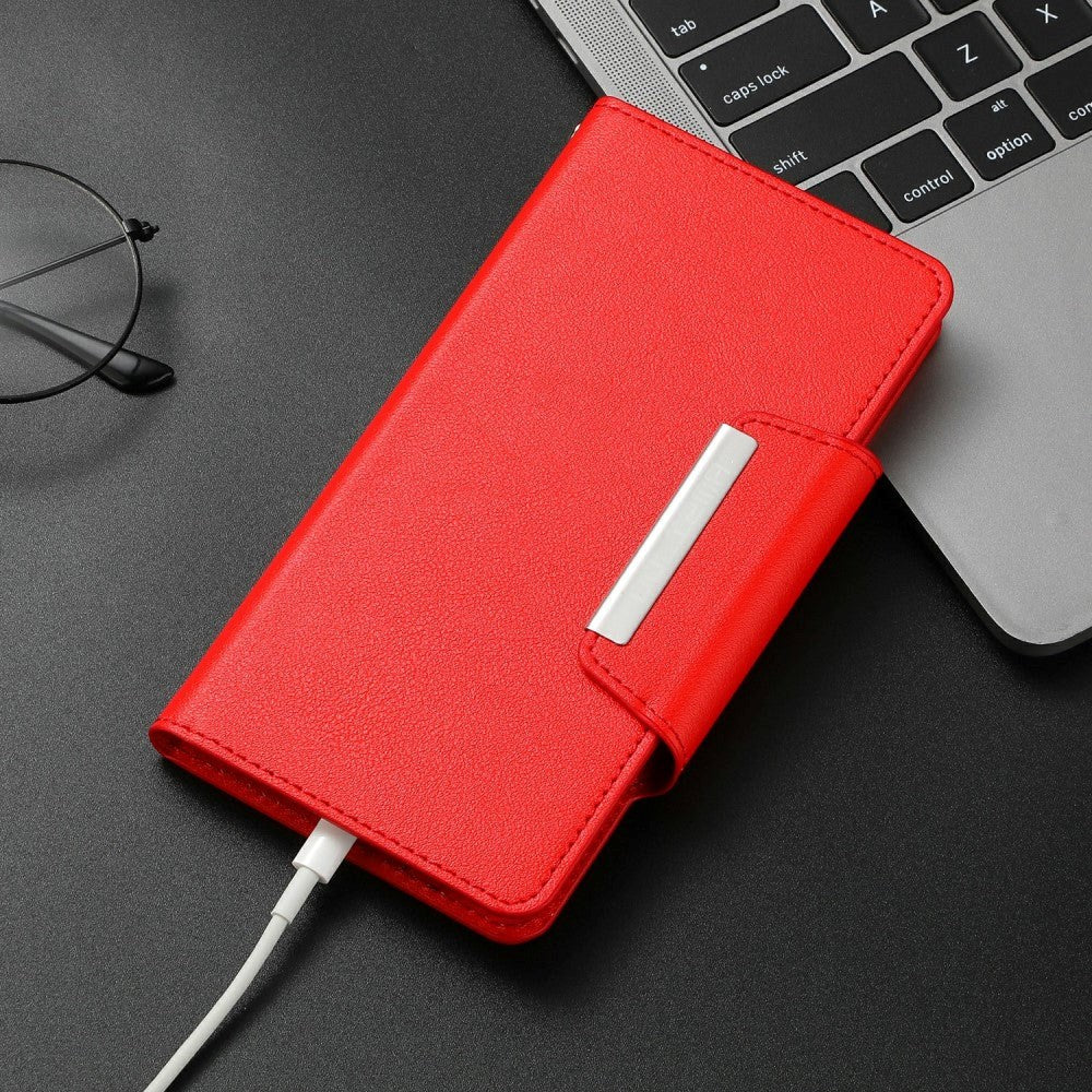 iPhone 15 2-i-1 PU Leather Flip Case w. Wallet & Magnetic Lock - Red