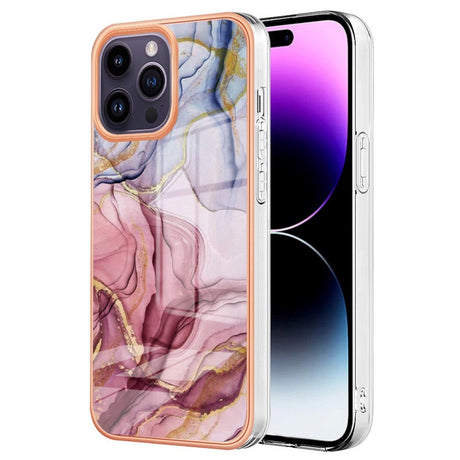 iPhone 15 Pro Hybrid Plastic Case - Purple / Pink Marble