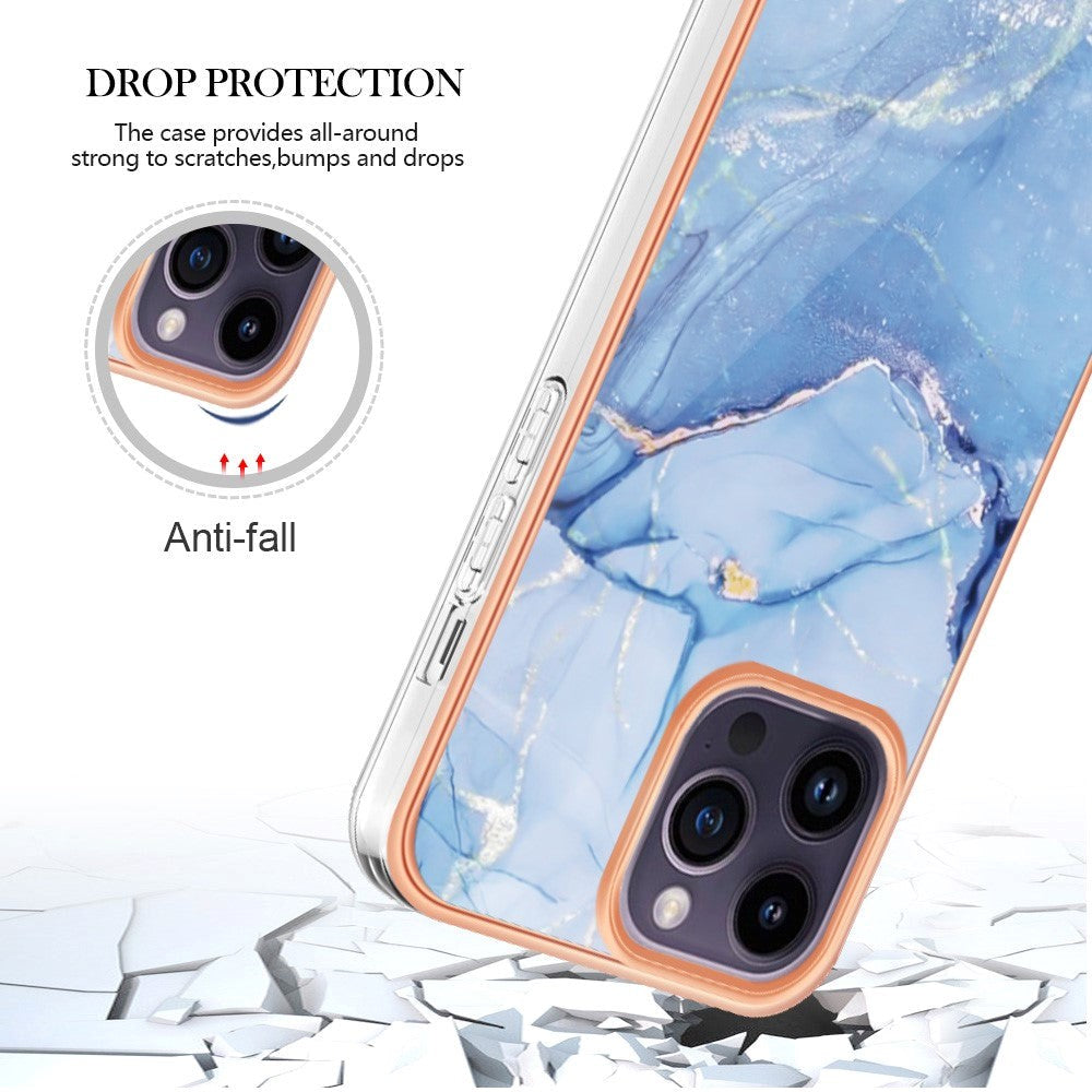 iPhone 15 Pro Hybrid Plastic Case - Blue Marble