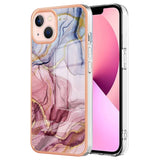 iPhone 15 Plus Hybrid Plastic Case - Rose / Purple Marble