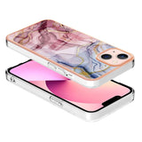 iPhone 15 Plus Hybrid Plastic Case - Rose / Purple Marble