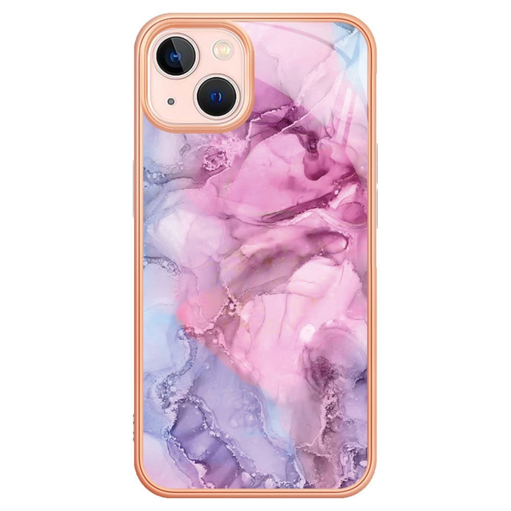 iPhone 15 Plus Hybrid Plastic Case - Purple / Pink Marble