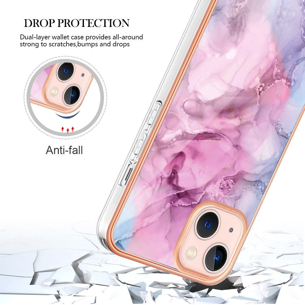 iPhone 15 Plus Hybrid Plastic Case - Purple / Pink Marble